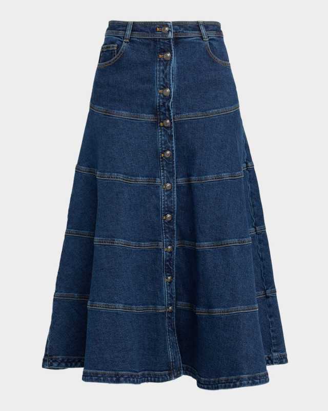 Wilhelmina Denim Midi Skirt